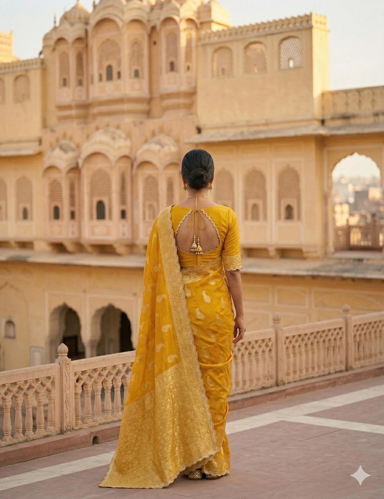 Royal Mustard Yellow Handloom Silk Saree with Gold Zari Paisley Weaving — Gold